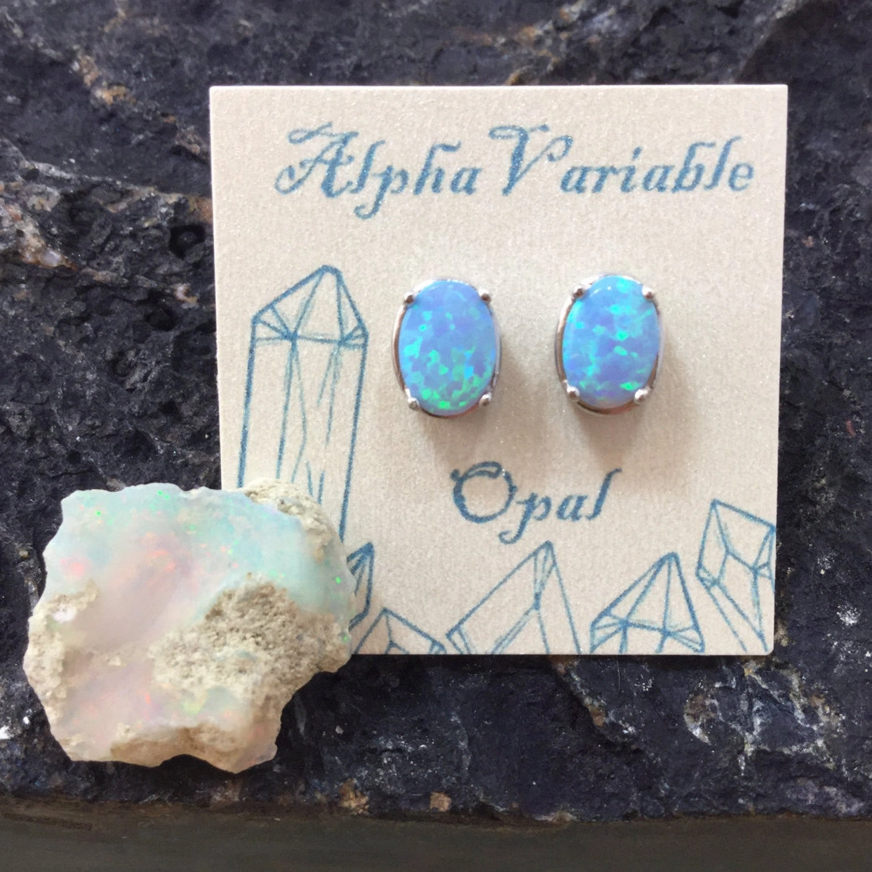 Star-Shaped Adornment Vacation Item Sterling Silver Opal Earrings