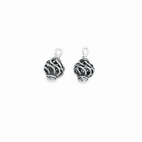 Modern Shine Vintage Pop Sterling Silver Oxidized Bali Bead Earring Charms