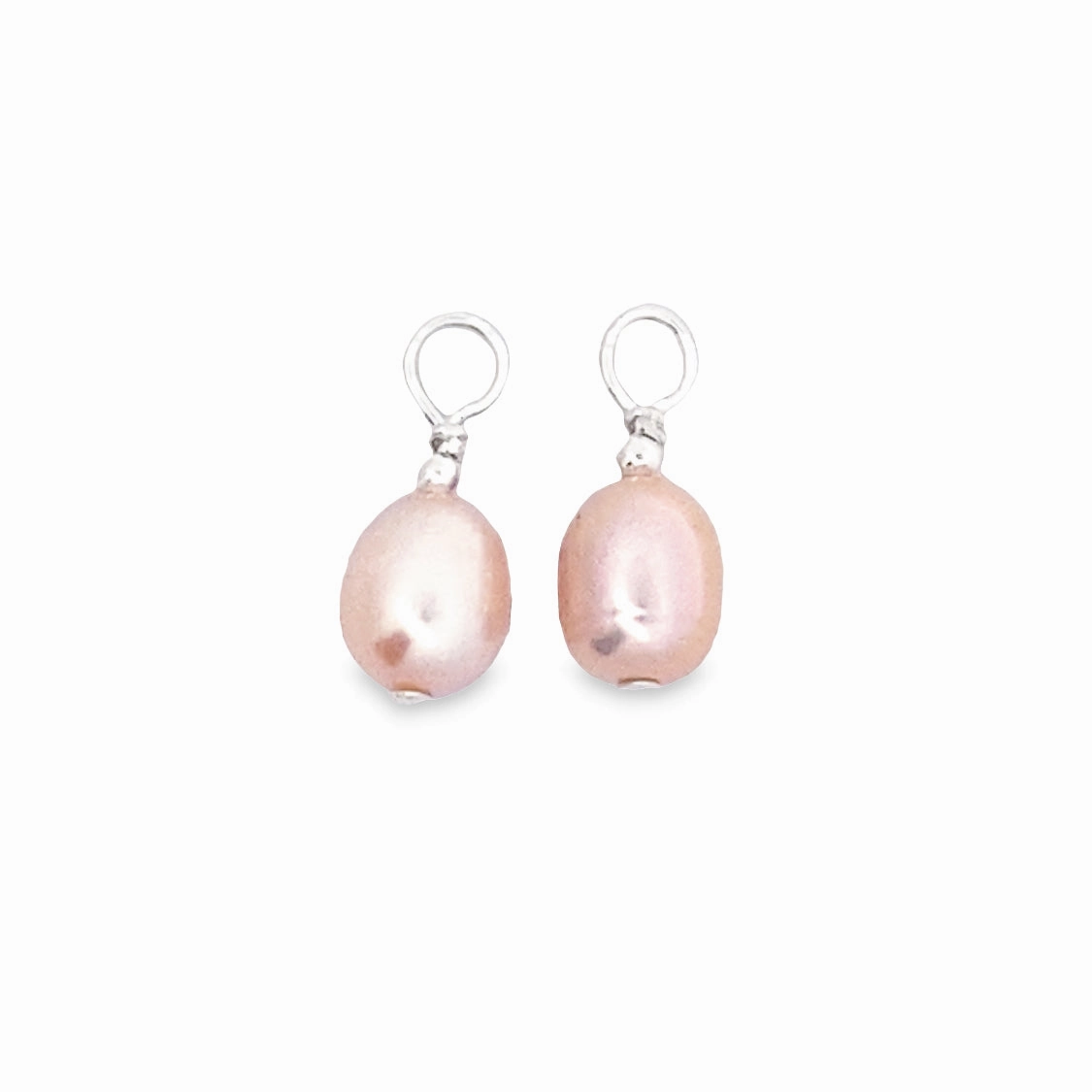 Sterling Silver Pink Freshwater Pearl Earring Charms Crafted Detail