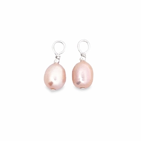 Sterling Silver Pink Freshwater Pearl Earring Charms Crafted Detail
