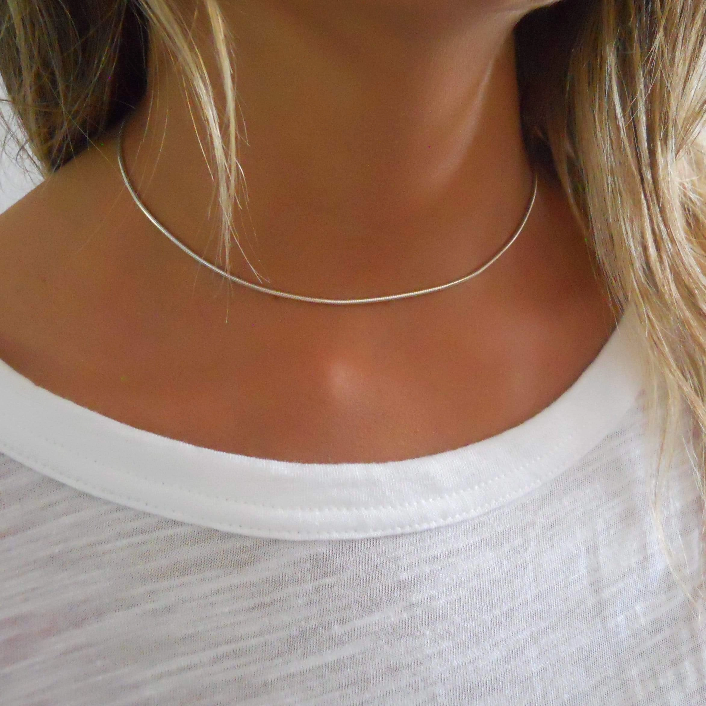 Self Piece Sterling Silver Snake Chain Choker