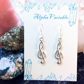 Vintage Style Sterling Silver Treble Clef Earrings