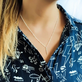 Inspiring Gift Sterling Silver Vertical Bar Pendant Necklace, Satellite Chain Necklace, Spike Necklace, Silver Pendant Necklace, Sterling Silver Necklaces