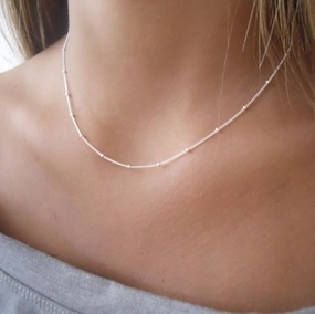 Daily Highlight Graduation Present Sterlng Silver Satellite Chain Choker