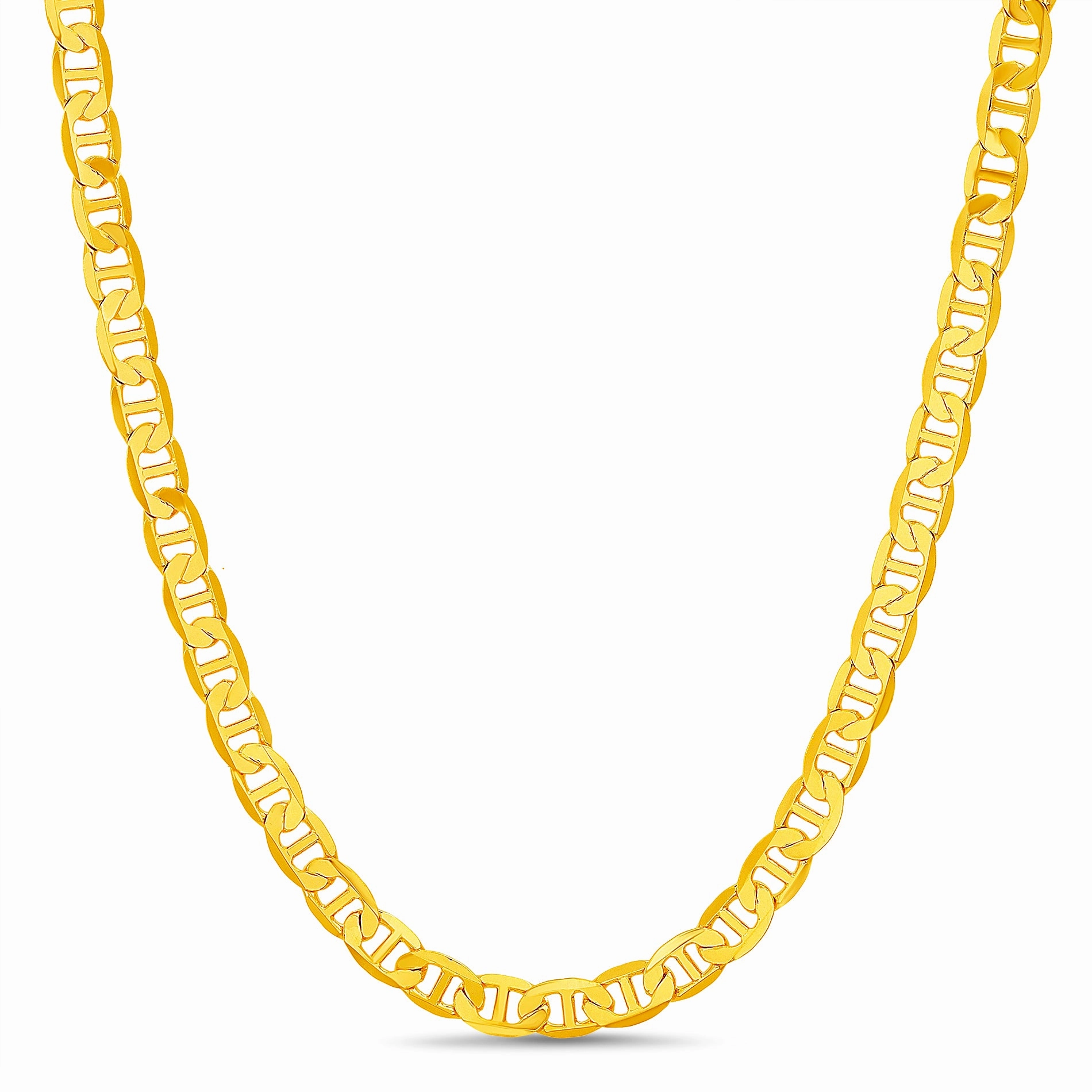 Dramatic Accent Structure Yellow Gold Plated Brass 6mm 24" Mariner Chain Necklace