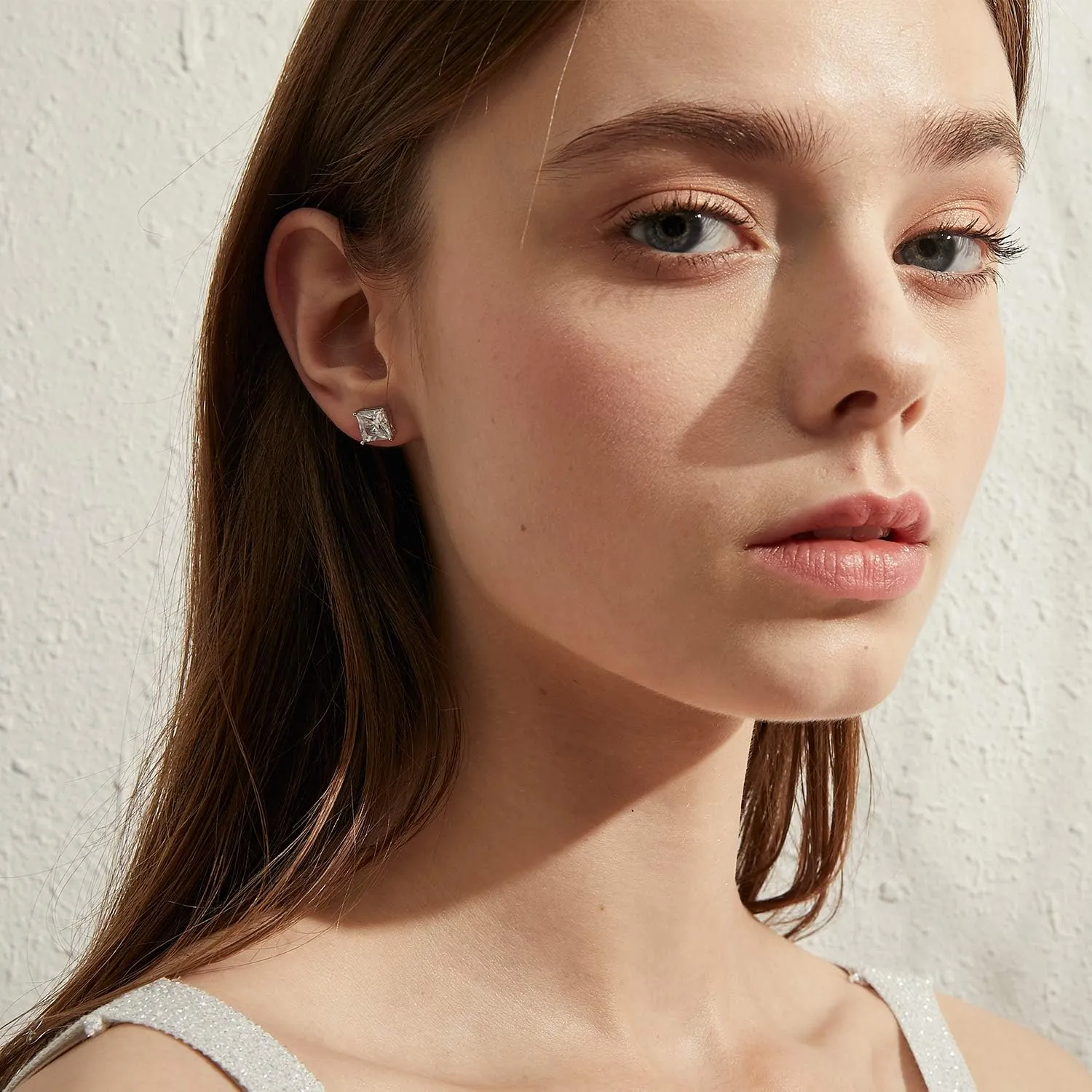 Stud Earrings with Screw Back, 925 Sterling Silver Cubic Zirconia Round Cut/Square Cut Stud Earrings for Women and Men, Long & Thick Post, 4MM-8MM