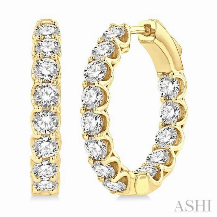 Quiet Luxury 3 ctw Inside-Out Round Cut Diamond Hoop Earrings in 14K Yellow Gold