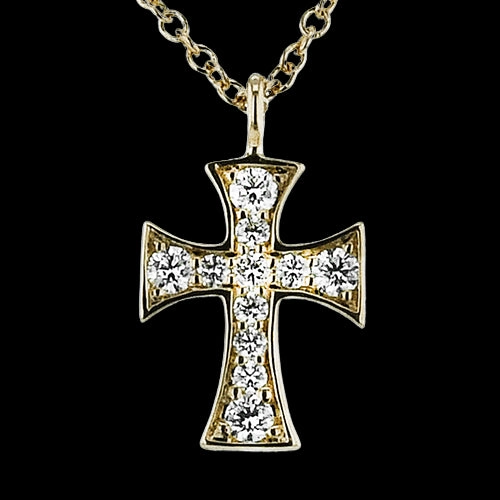 Sparkling Touch Supplying Piece ZP1397-Y Cross Pendant in 14k Gold with Diamonds