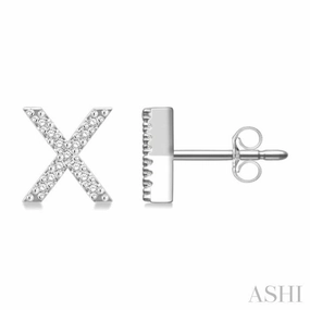 1/10 Ctw Initial 'X' Round Cut Diamond Earrings in 10K White Gold Seasonal Edge Gloss Appeal