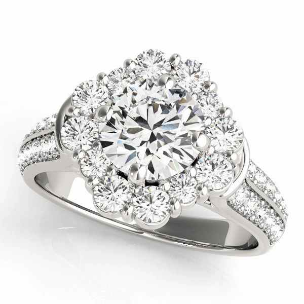 Premium Round Diamond Halo Engagement Ring Artistic Work
