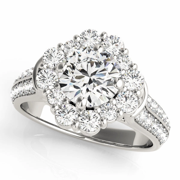 Premium Round Diamond Halo Engagement Ring Gloss Detail