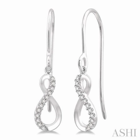 Sleek Edge Inspired Accent 1/10 ctw Figure Eight Round Cut Diamond Infinity Petite Earrings in 10K White Gold