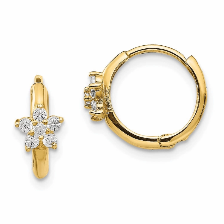 Distinctive Style Pieces Lush Touch 14k Madi K CZ Children's Flower Hinged Hoop Earrings