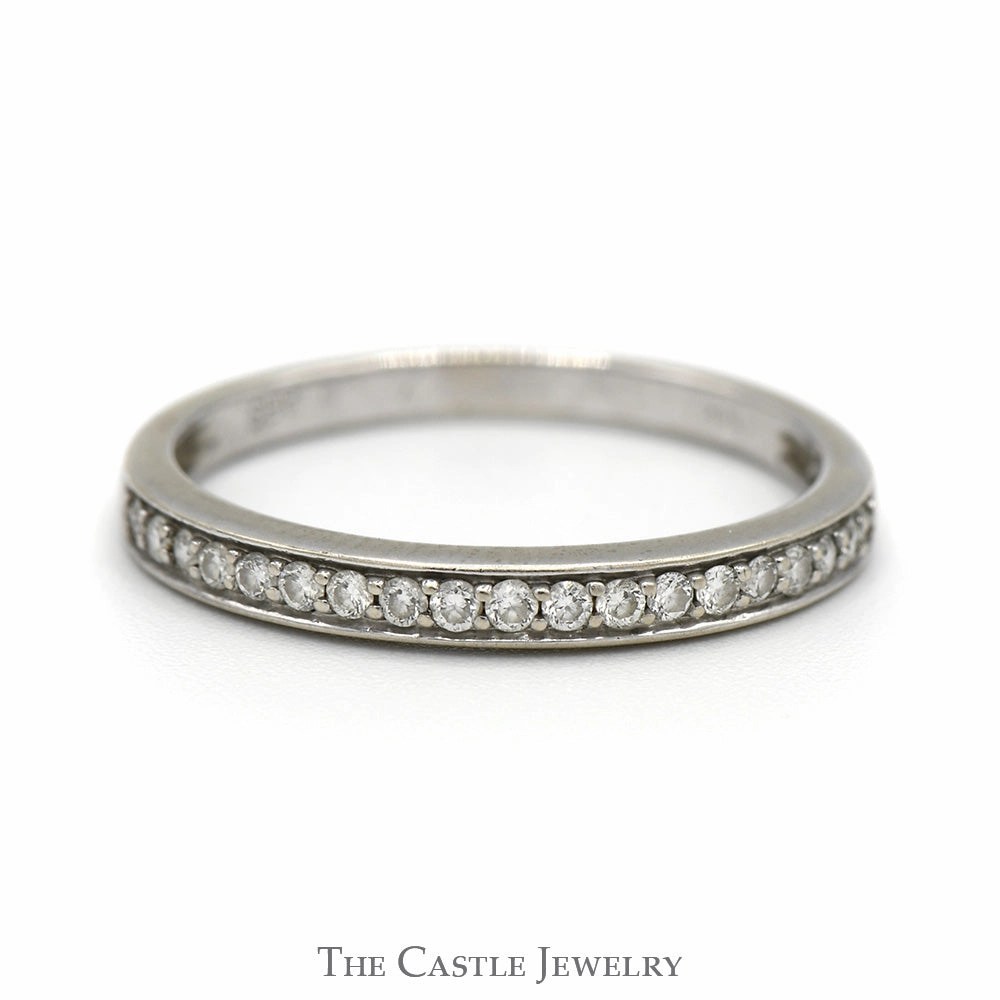 Round Brilliant Cut Diamond Wedding Band in 14k White Gold Durable Design Strong Piece