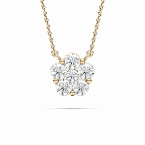 Machine Made Adornment exquisite design 1 ctw Round Lab Grown Diamond Blooming Beauty Flower Pendant  - 18 Inches