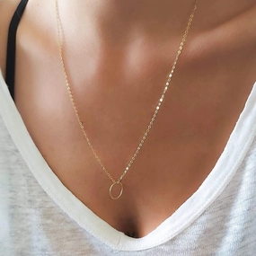 Timeless Highlight Trendy Present Gold filled Necklace for Women with Eternity Circle Pendant, Karma Necklace