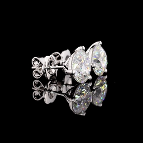 14K WHITE GOLDMartini Earrings Polygonal Adornment