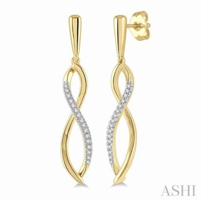 1/6 ctw Infinity Round Cut Diamond Long Earring in 10K Yellow Gold Chic Pop Runway Inspired