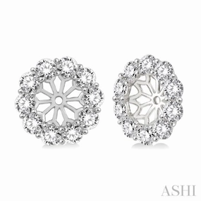 night look Chic Pop 3/4 ctw Round Cut Diamond Earring Jacket in 14K White Gold