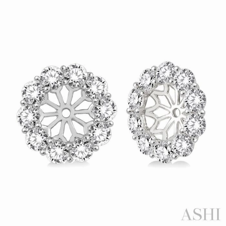 night look Chic Pop 3/4 ctw Round Cut Diamond Earring Jacket in 14K White Gold