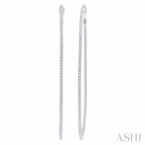 Exclusive Craft 1 1/2 ctw Inside & Outside Round Cut Diamond Hoop Earring in 14K White Gold