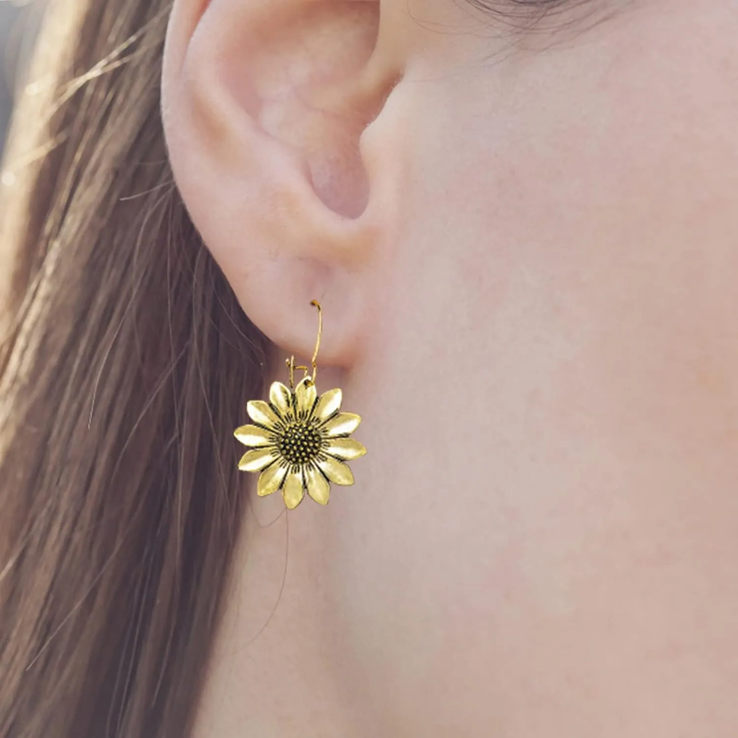 Sunflower Dangle Earrings for Women Boho Dangle Earrings Vintage Earrings