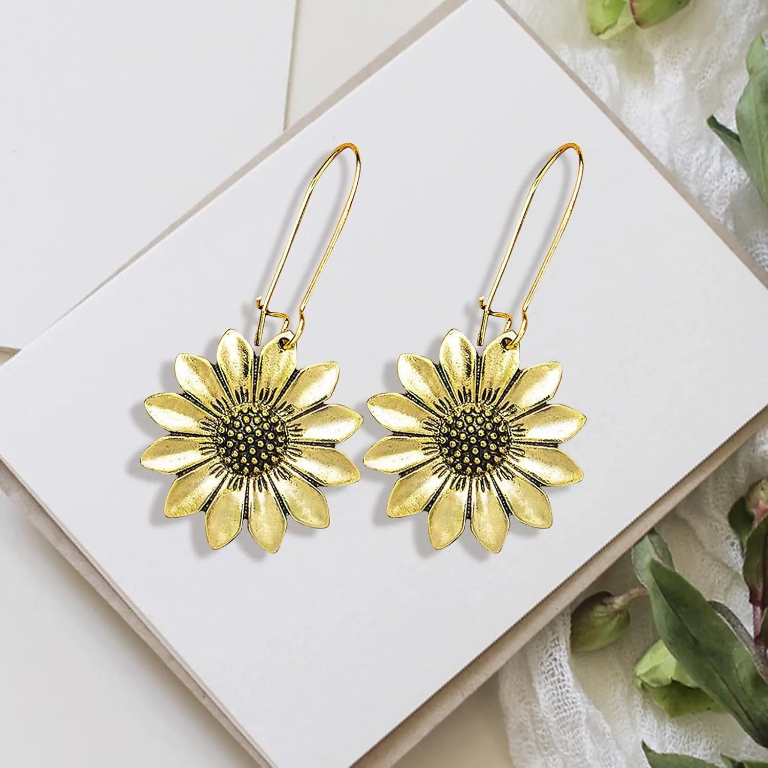 Sunflower Dangle Earrings for Women Boho Dangle Earrings Vintage Earrings