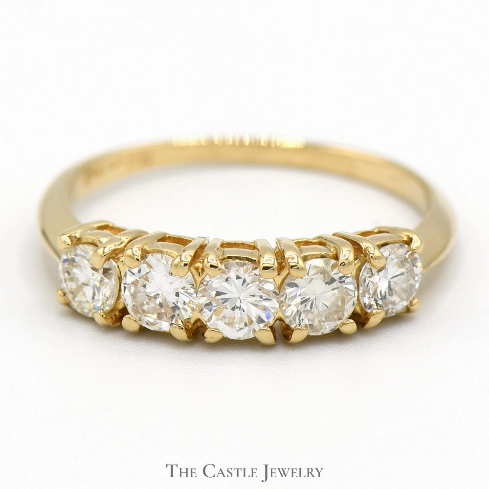 1cttw 5 Round Diamond Band in 14k Yellow Gold Quality Embellishment