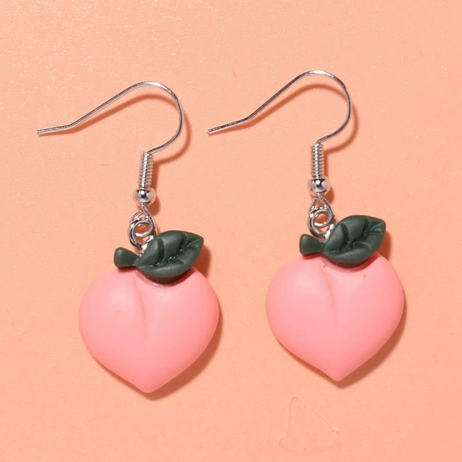 Tassel Dangle Earrings for Women Cute Pearl Peach Fruit Earrings Clip on Pearl Earrings