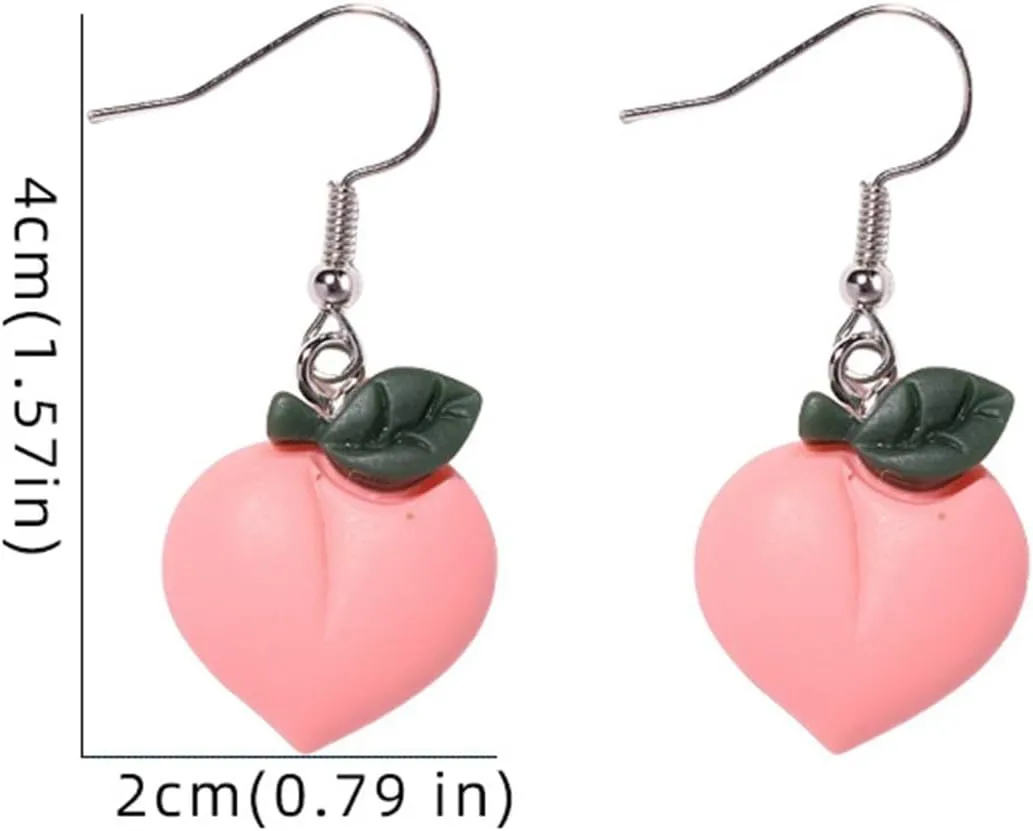 Tassel Dangle Earrings for Women Cute Pearl Peach Fruit Earrings Clip on Pearl Earrings
