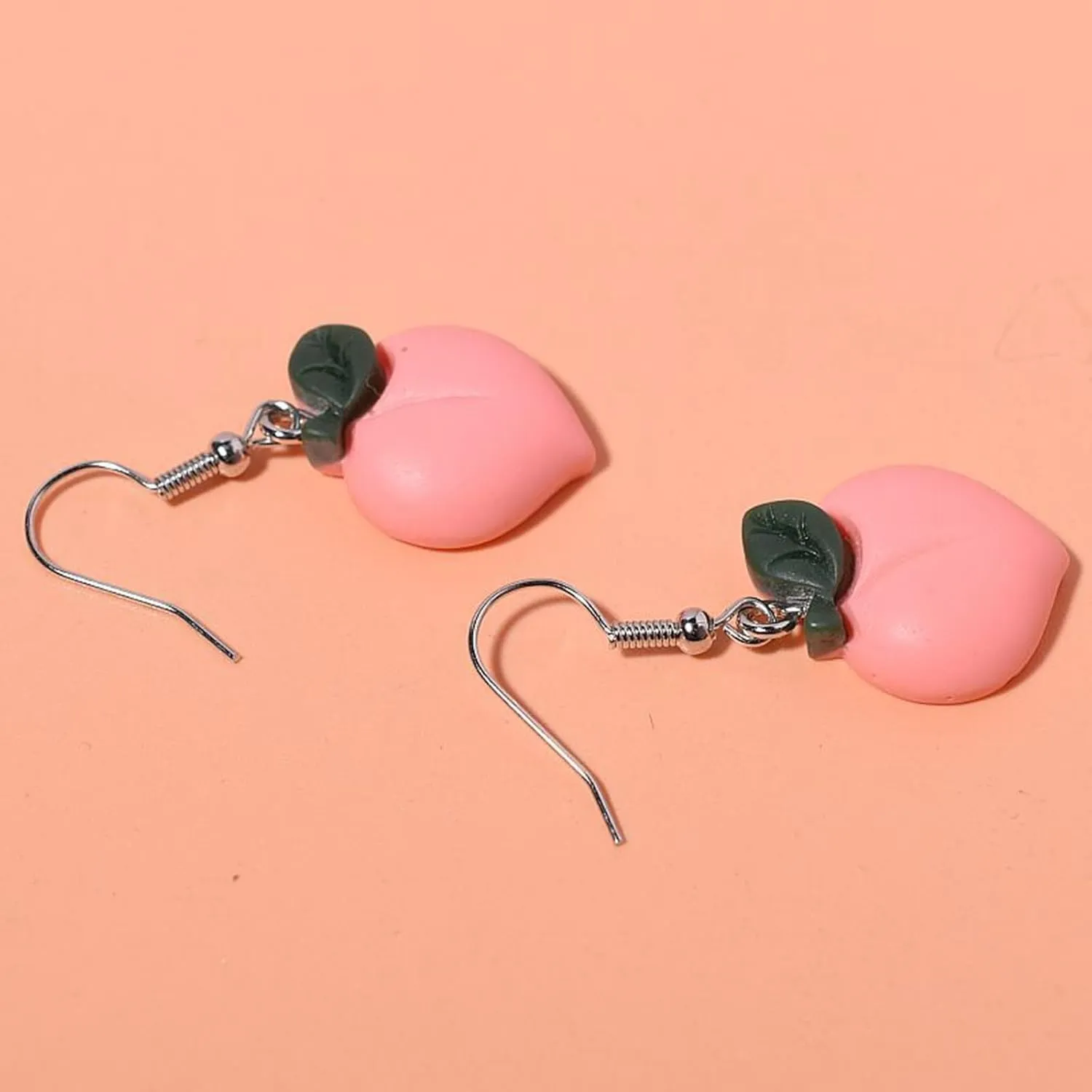 Tassel Dangle Earrings for Women Cute Pearl Peach Fruit Earrings Clip on Pearl Earrings
