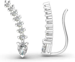 Tear Drop Moissanite Clip On Earrings With Hole In The Ear 925 Sterling Silver Climbers Ear Cuffs For Women Jewelry SSS-0610-SZ-129