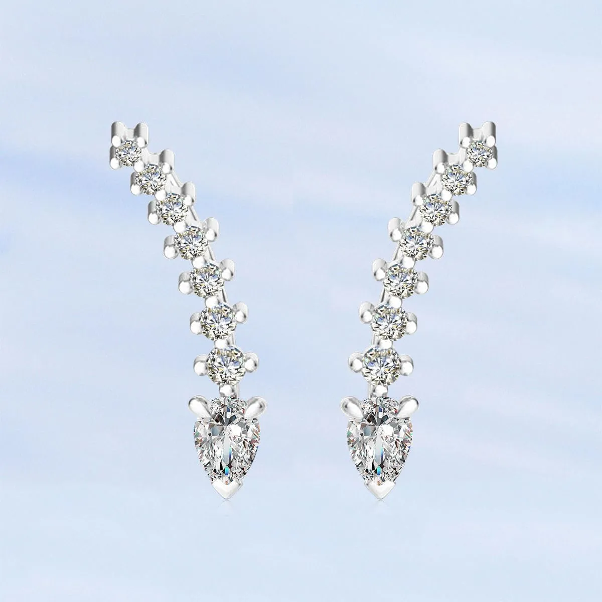 Tear Drop Moissanite Clip On Earrings With Hole In The Ear 925 Sterling Silver Climbers Ear Cuffs For Women Jewelry SSS-0610-SZ-129