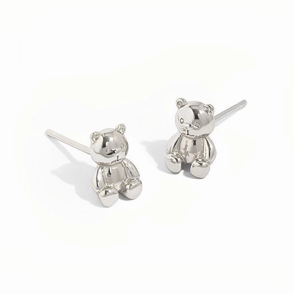 Teddy Bear Stud Earrings chic aesthetic Polygonal Accent