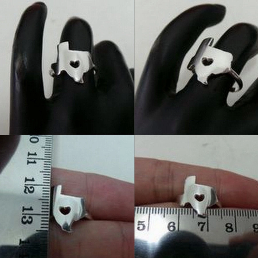 Texas State Ring with Heart Minimalist Creation