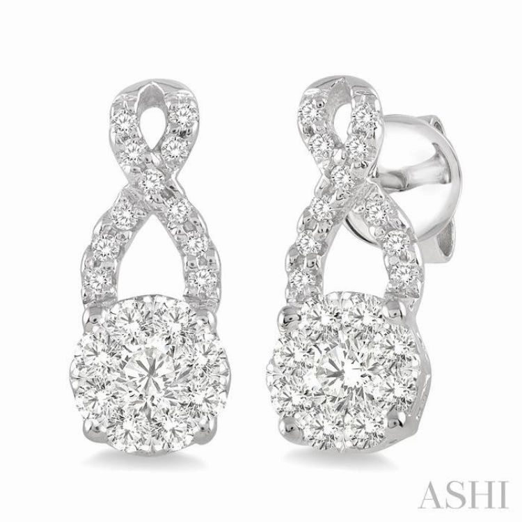 1/3 ctw Lovebright Round Cut Diamond Earrings in 14K White Gold Breezy Style Graduation Day