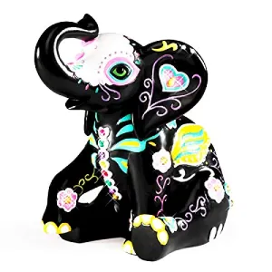 The Hamilton Collection Elephant Decor Colors of Fortune by Blake Jensen | Elephant Statue Day of The Dead Resin Figurine Hand Painted Limited Edition Decorations for Home
