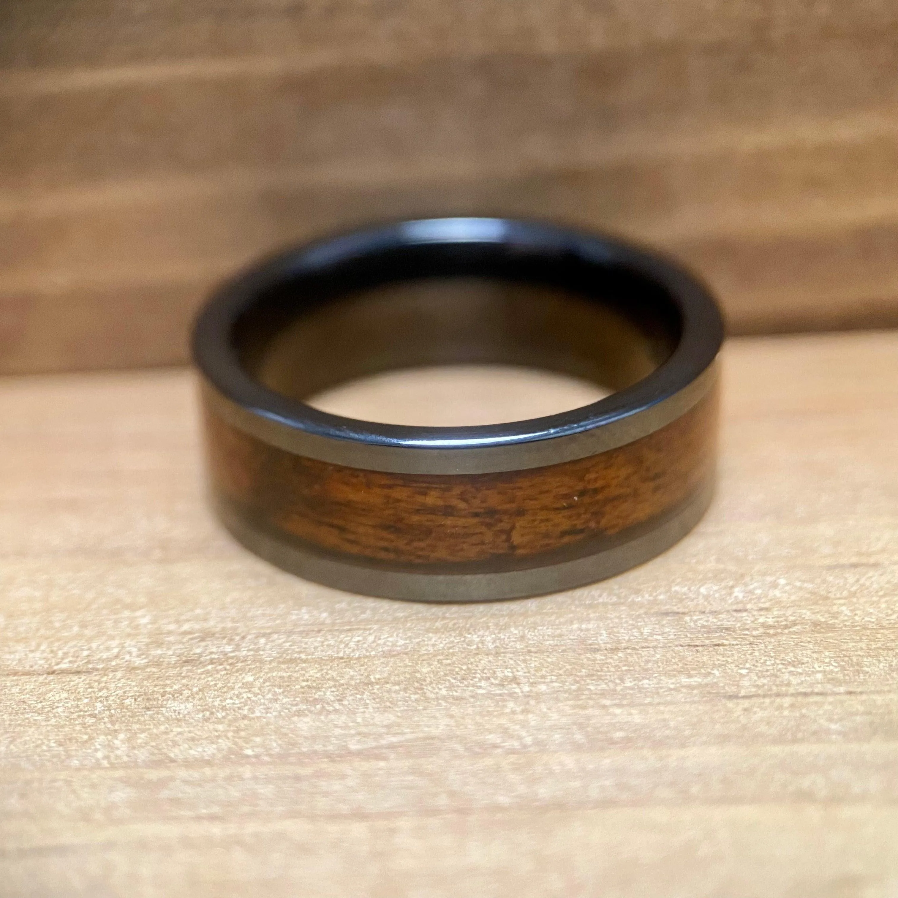 “The Olympic” 100% USA Made Black Ceramic Ring With Wood From The RMS Olympic