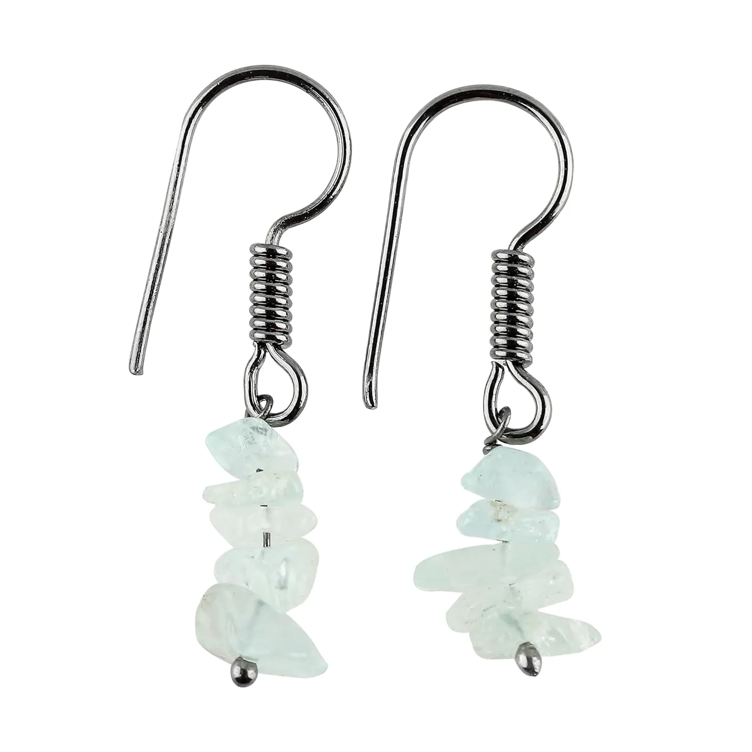 Thecraftman Natural Aquamarine Chips Earrings for Women, Yoga Jewelry, Meditation Earring, Crystals Earring, Raw Gemstone, Energy Healing Crystals, Birthday Gift for Her, Gemstone Jewelry (Aquamarine)