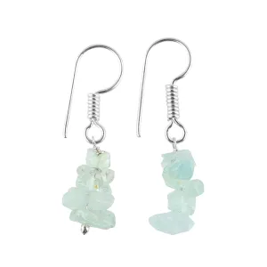 Thecraftman Natural Aquamarine Chips Earrings for Women, Yoga Jewelry, Meditation Earring, Crystals Earring, Raw Gemstone, Energy Healing Crystals, Birthday, Gift for Her Gemstone Jewelry (Aquamarine)