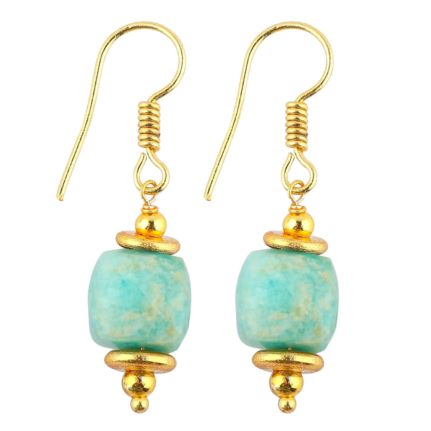 Thecraftman Natural Earrings for Women, Yoga Jewelry, Meditation Earring, Crystals Earring, Gemstone Faceted Tumble Beads, Energy Healing Crystals, Birthday Gift for Her, Gemstone Jewelry (Amazonite)