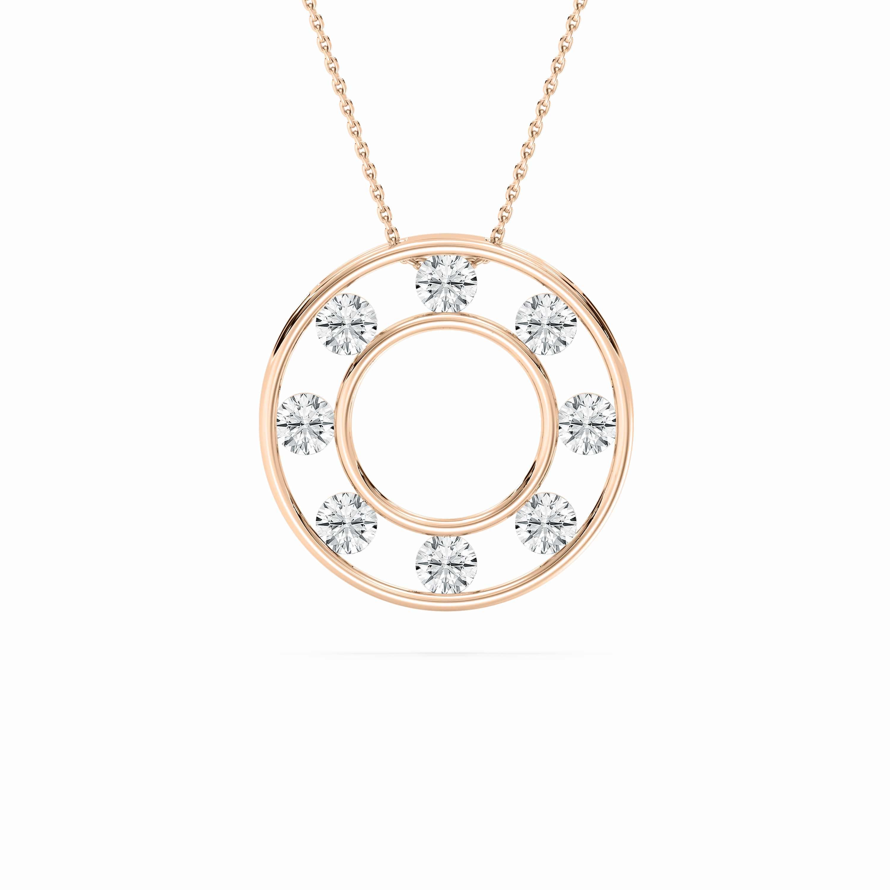 Effortless Accent Modern feature 2 ctw Princess Lab Grown Diamond Double Circle Pendant - 18 Inches