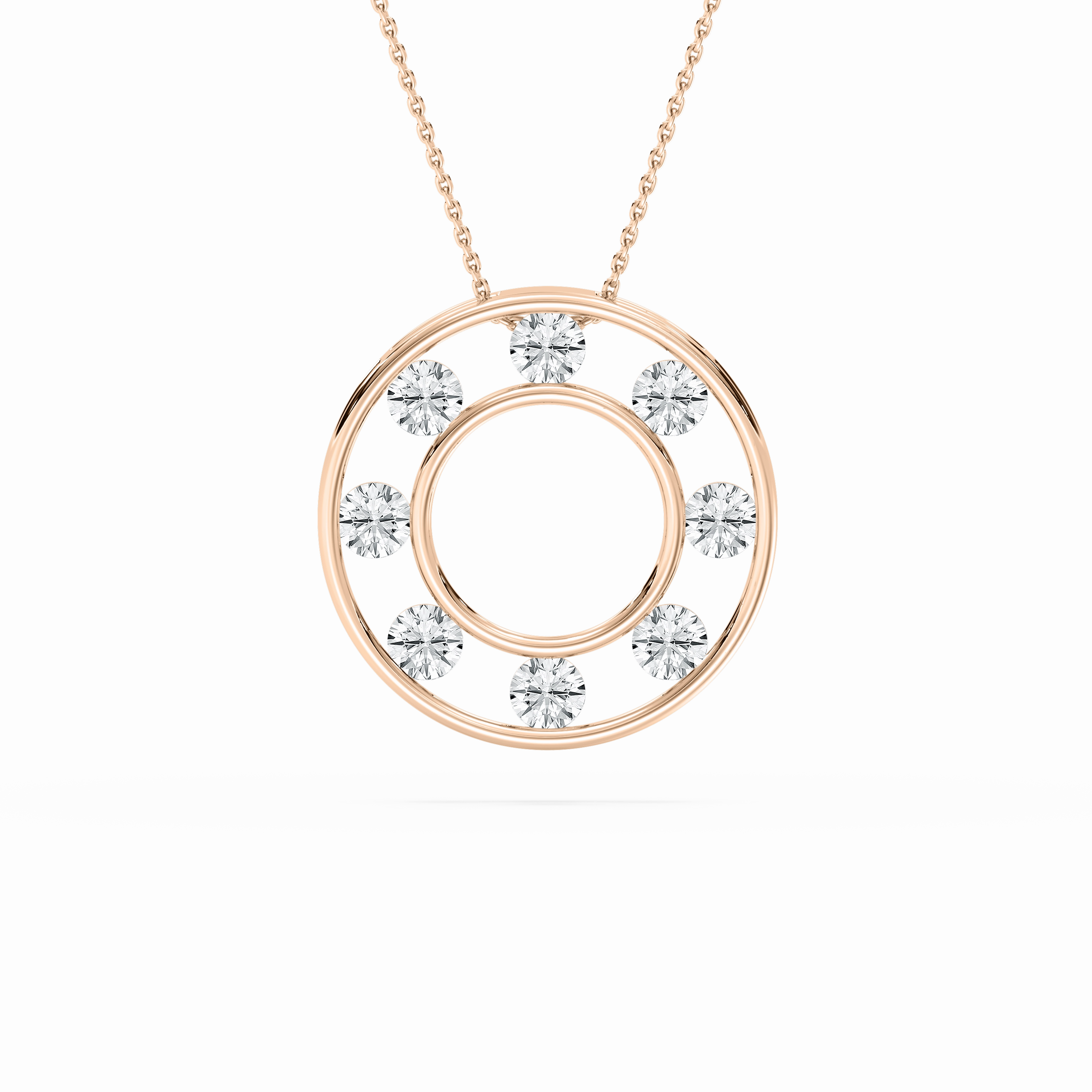 2 ctw Princess Lab Grown Diamond Double Circle Pendant - 18 Inches Casual Accent