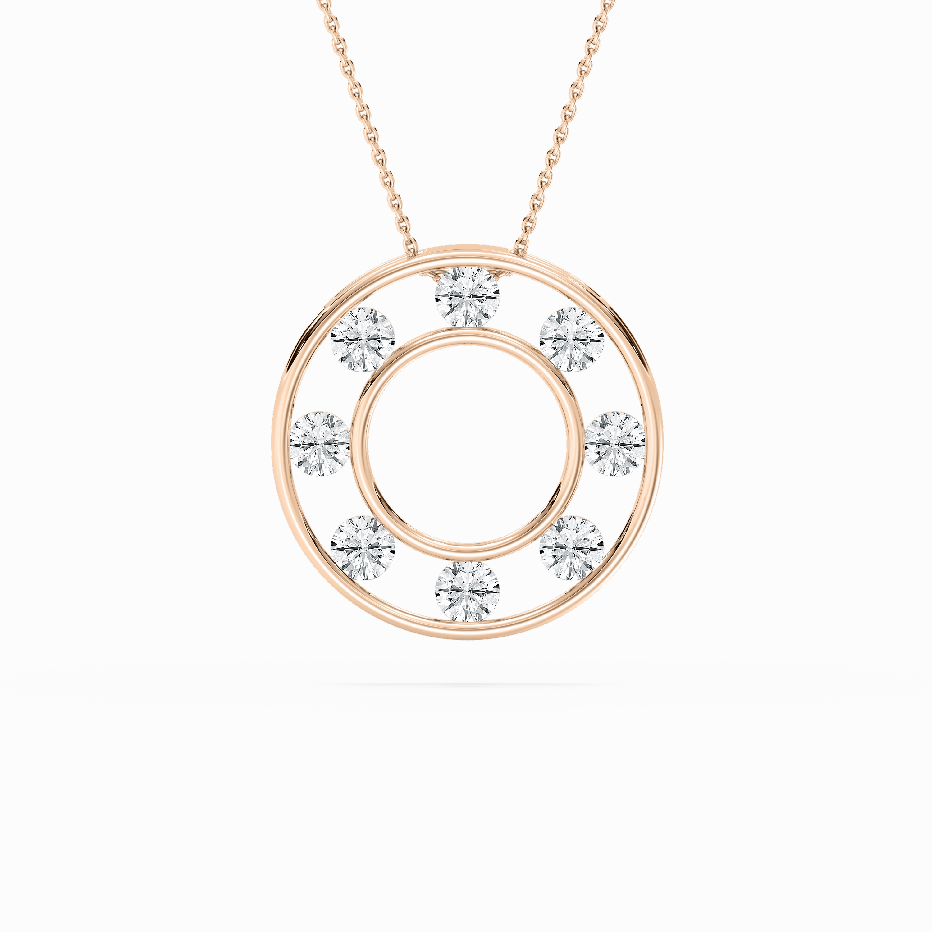 Delicate Piece 2 ctw Princess Lab Grown Diamond Double Circle Pendant - 18 Inches