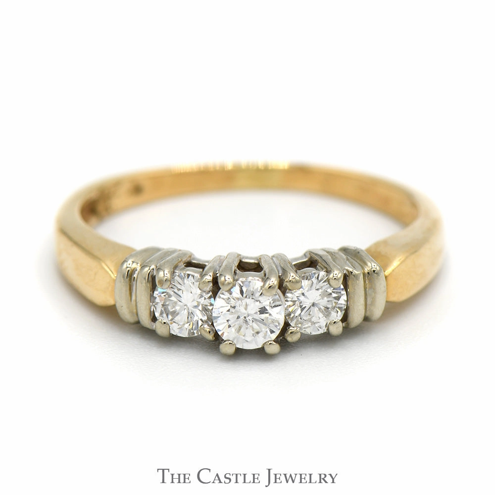 Tech Integrated Daily Style Three Stone Diamond Engagement Ring in 14k Yellow Gold