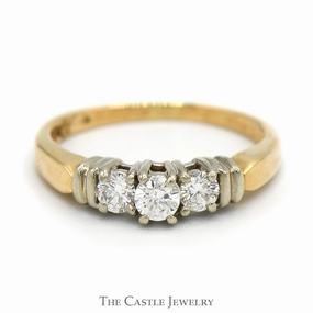 Tech Integrated Daily Style Three Stone Diamond Engagement Ring in 14k Yellow Gold