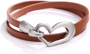 Tiantian Blue Leather Bracelets for Women - Trendy Stackable & Layered Bangle Cuffs - Boho Wrap Bracelets - Christmas Gifts