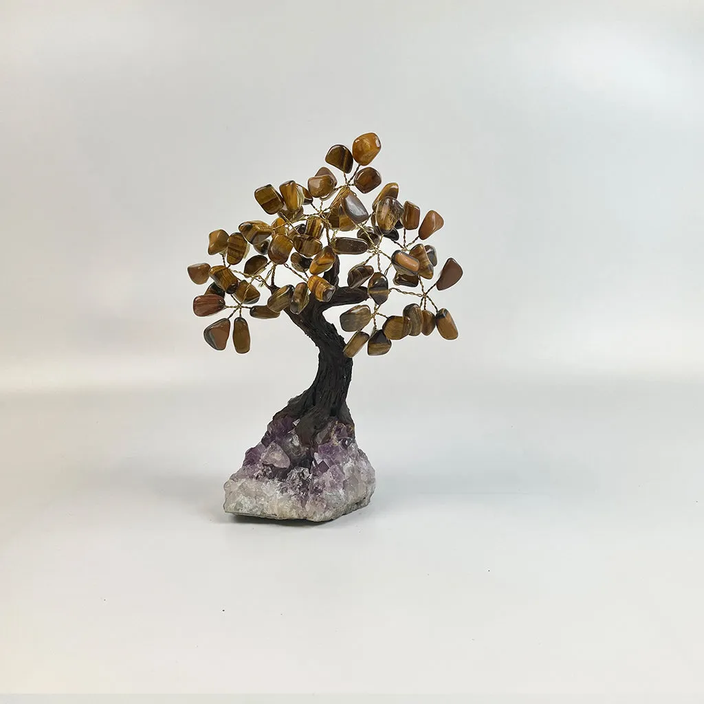 Tigers Eye Gemstone Tree 7" - Handmade by Brazil Gems