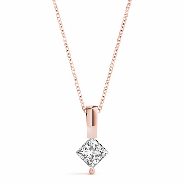 Square Diamond Solitaire Pendant Rural Chic