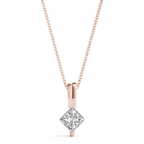 Square Diamond Solitaire Pendant Durable Jewelry Boho Accent